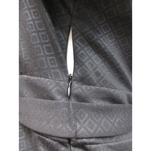 Robbie Bee Dress Womens 10 Black Wrap Belted Collared Short Sleeve Midi A Line - Picture 11 of 16